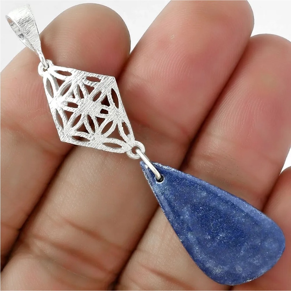 Rare Dumortierite sterling silver pendants - Picture 3 of 3